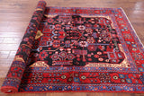 Black New Tribal Persian Nahavand Hand Knotted Rug - 5' 8" X 9' 10" - Golden Nile