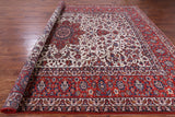 Ivory New Antique Persian Isfahan Excellent Condition Area Rug - 10' 6" X 13' 8" - Golden Nile