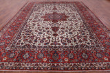 Ivory New Antique Persian Isfahan Excellent Condition Area Rug - 10' 6" X 13' 8" - Golden Nile