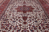 Ivory New Antique Persian Isfahan Excellent Condition Area Rug - 10' 6" X 13' 8" - Golden Nile