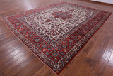 Ivory New Antique Persian Isfahan Excellent Condition Area Rug - 10' 6" X 13' 8" - Golden Nile