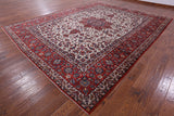 Ivory New Antique Persian Isfahan Excellent Condition Area Rug - 10' 6" X 13' 8" - Golden Nile