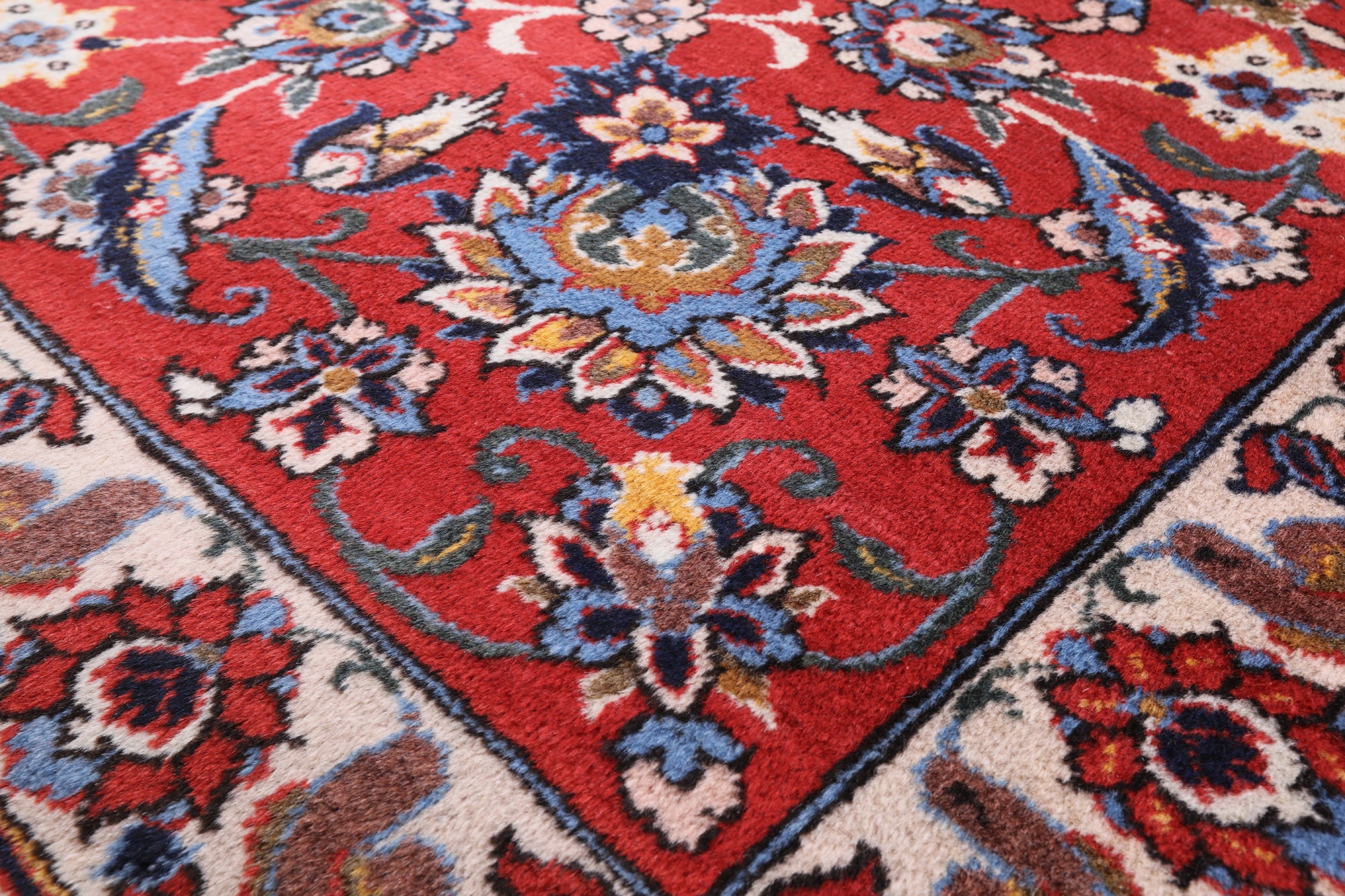 Ivory New Antique Persian Isfahan Excellent Condition Area Rug - 10' 6" X 13' 8" - Golden Nile