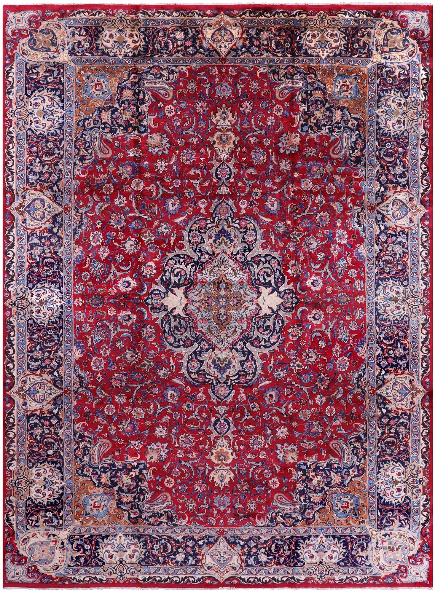 Red New Authentic Persian Kashmar Area Rug - 9' 7" X 13' 1" - Golden Nile