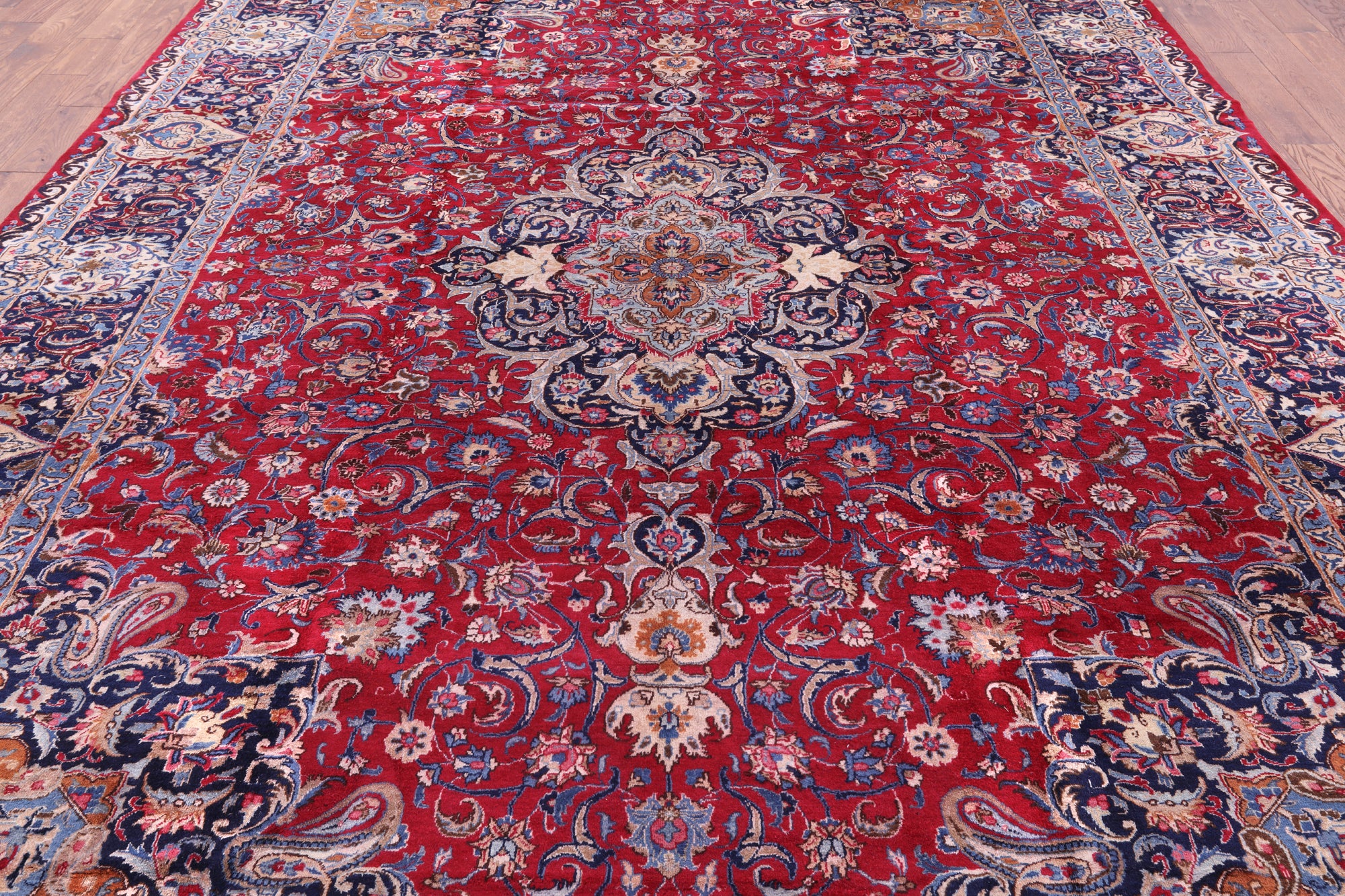 Red New Authentic Persian Kashmar Area Rug - 9' 7" X 13' 1" - Golden Nile
