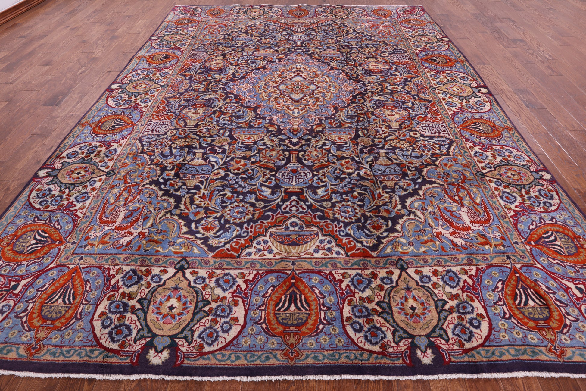 New Authentic Persian Kashmar Handmade Wool Rug - 9' 5" X 12' 10" - Golden Nile