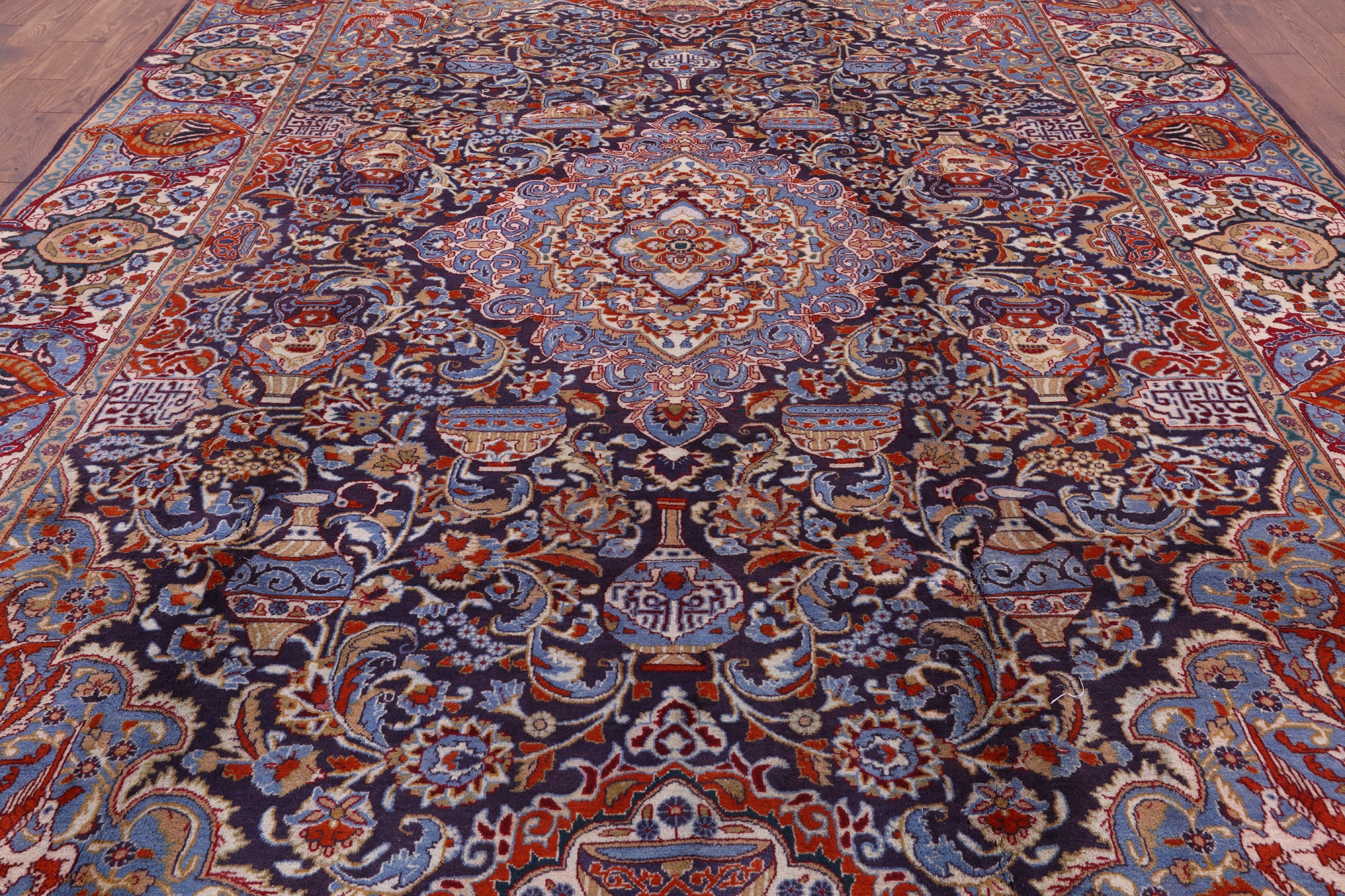 New Authentic Persian Kashmar Handmade Wool Rug - 9' 5" X 12' 10" - Golden Nile
