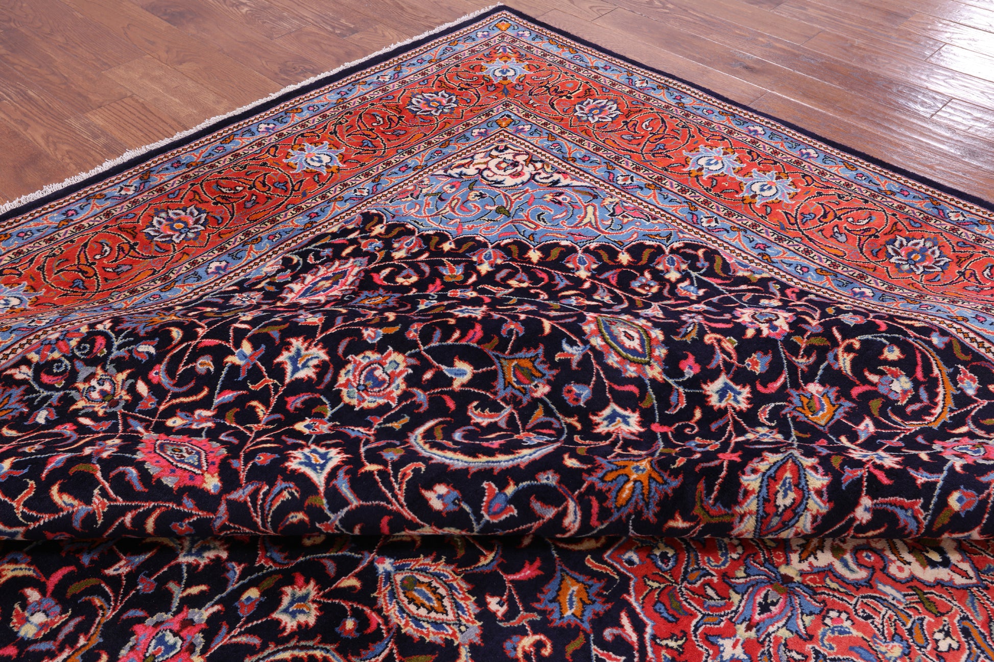 Blue New Authentic Persian Sarouk Wool Area Rug - 9' 7" X 13' 9" - Golden Nile
