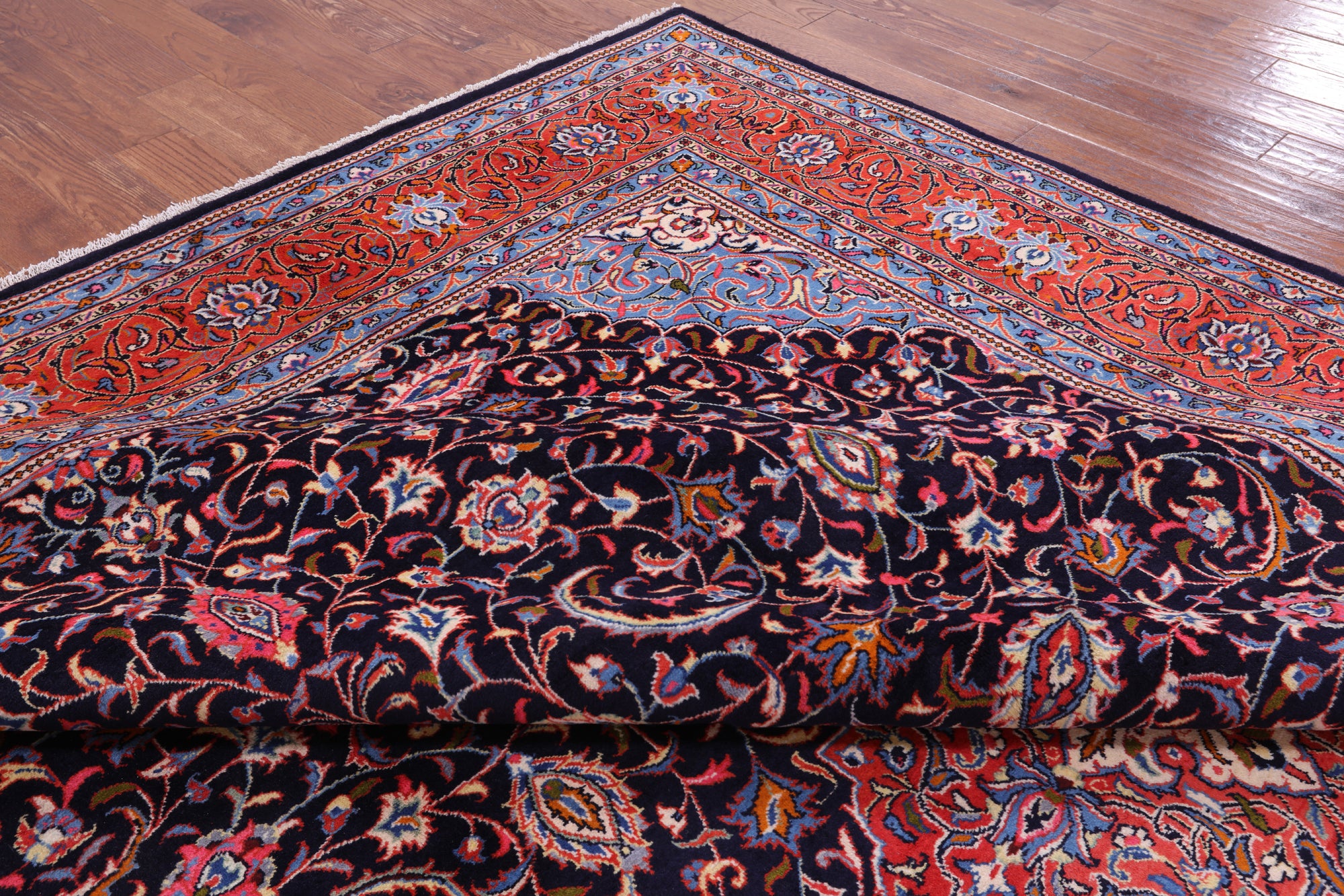 Blue New Authentic Persian Sarouk Wool Area Rug - 9' 7" X 13' 9" - Golden Nile