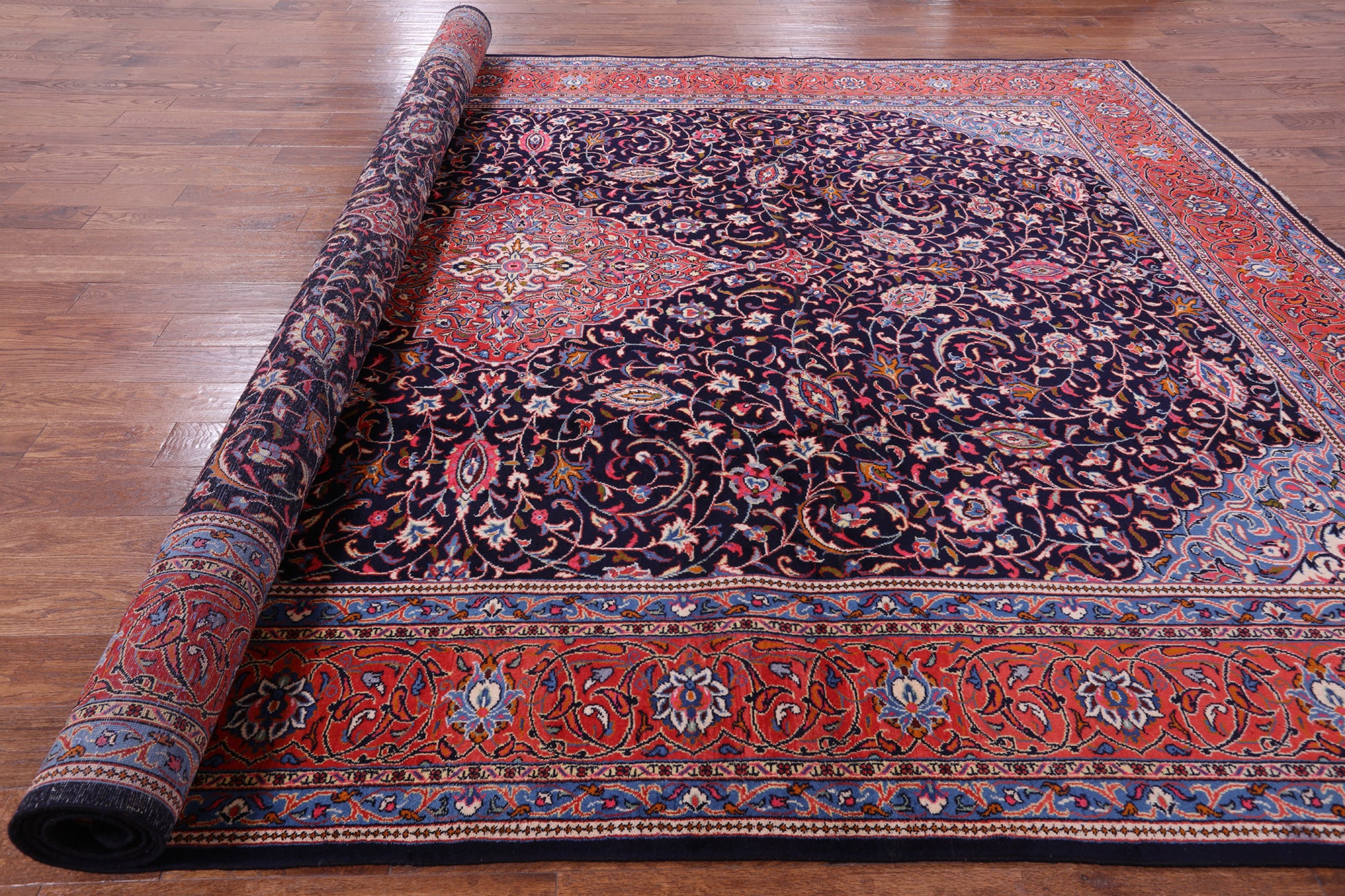 Blue New Authentic Persian Sarouk Wool Area Rug - 9' 7" X 13' 9" - Golden Nile
