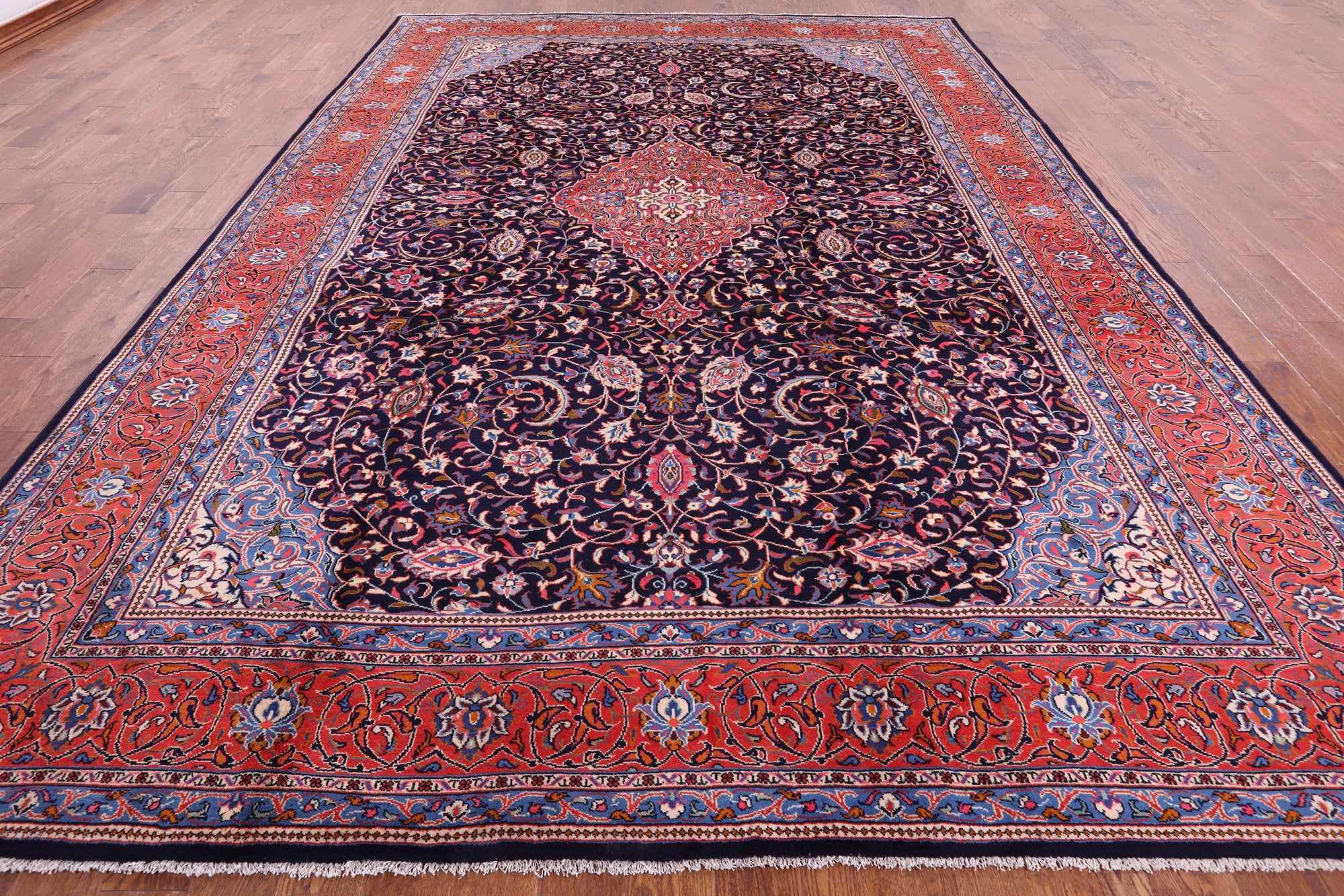 Blue New Authentic Persian Sarouk Wool Area Rug - 9' 7" X 13' 9" - Golden Nile