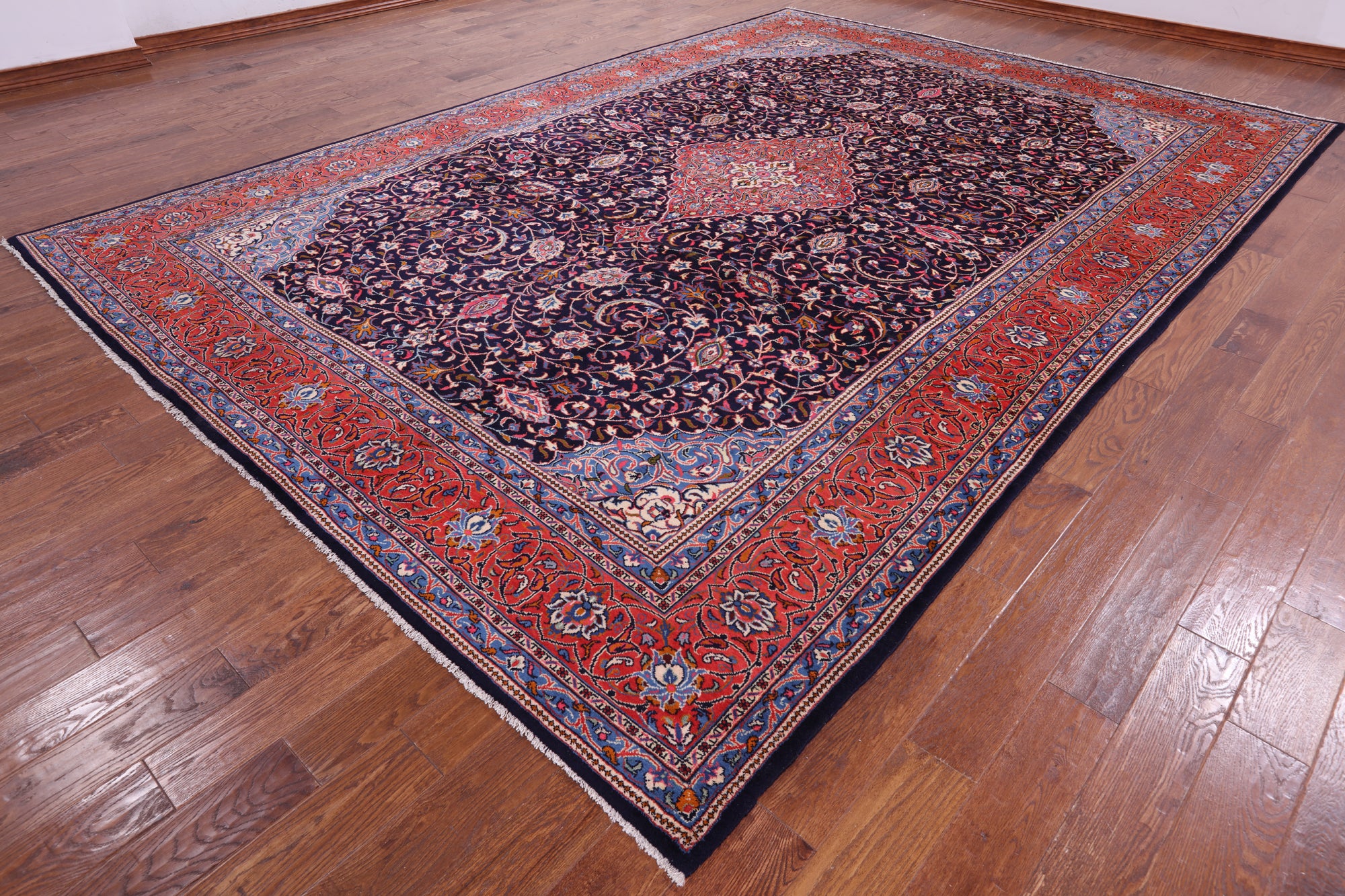 Blue New Authentic Persian Sarouk Wool Area Rug - 9' 7" X 13' 9" - Golden Nile