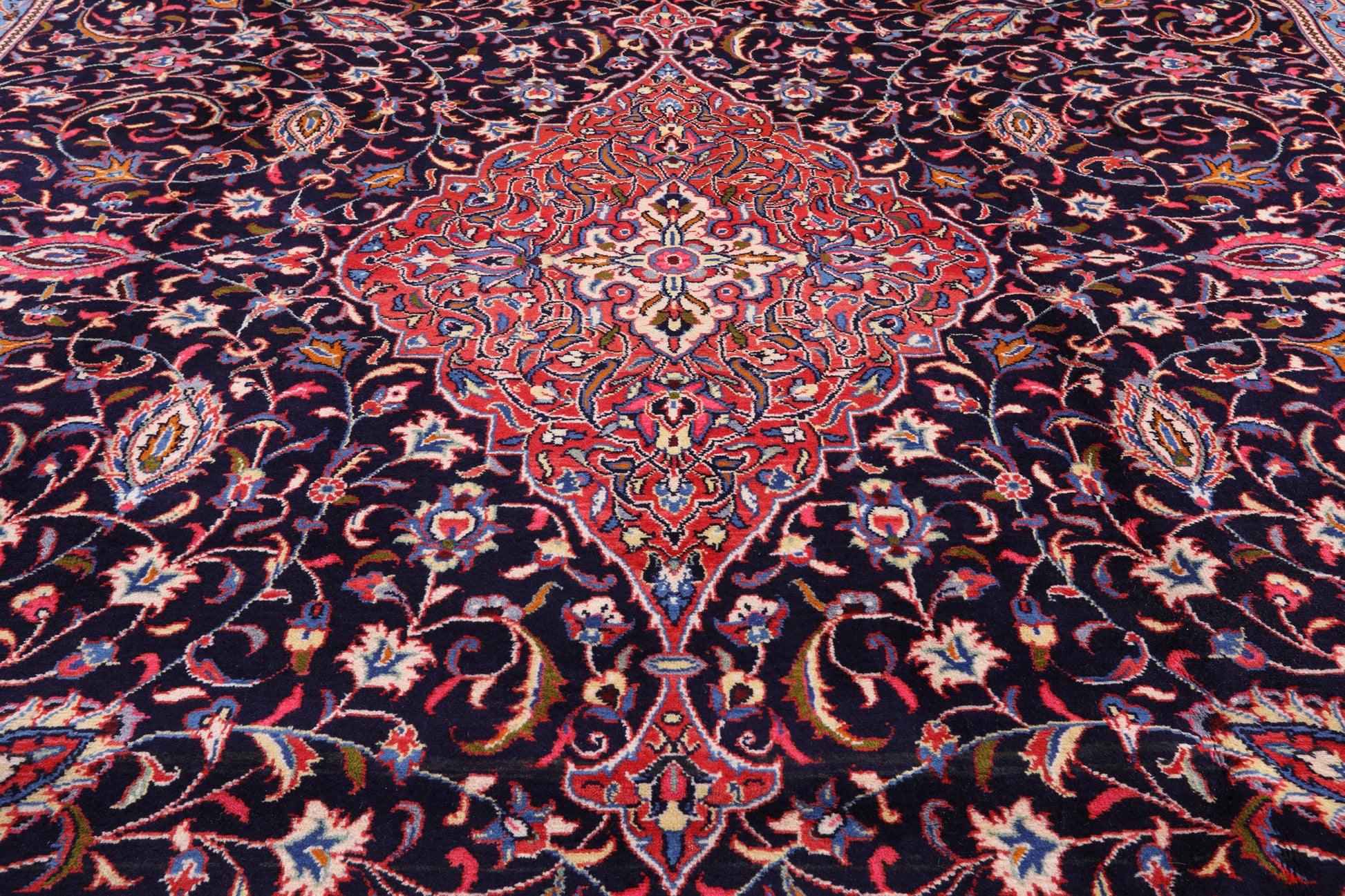 Blue New Authentic Persian Sarouk Wool Area Rug - 9' 7" X 13' 9" - Golden Nile