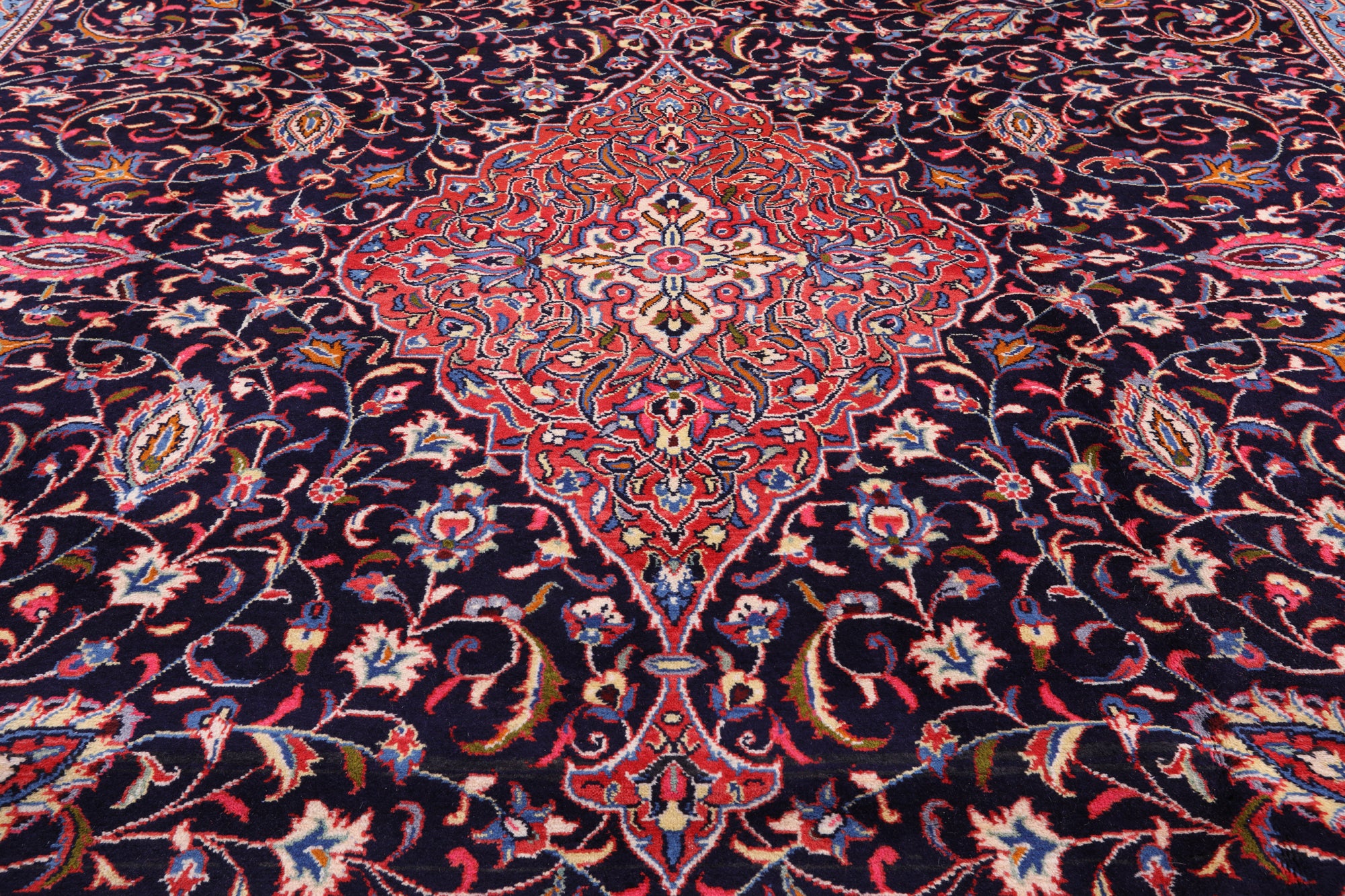 Blue New Authentic Persian Sarouk Wool Area Rug - 9' 7" X 13' 9" - Golden Nile