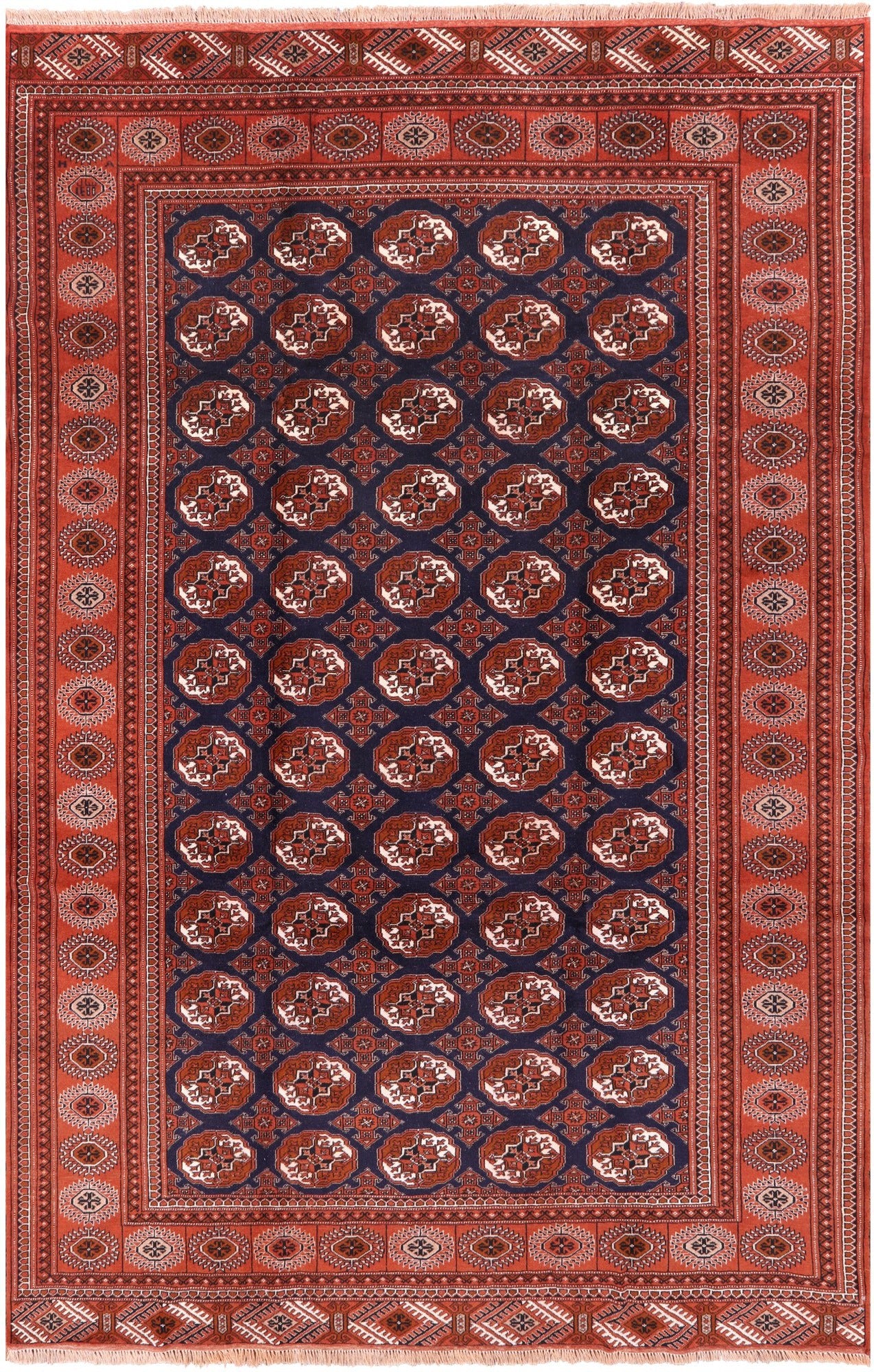 New Authentic Persian Turkmen Ersari Area Rug - 6' 9" X 10' 3" - Golden Nile
