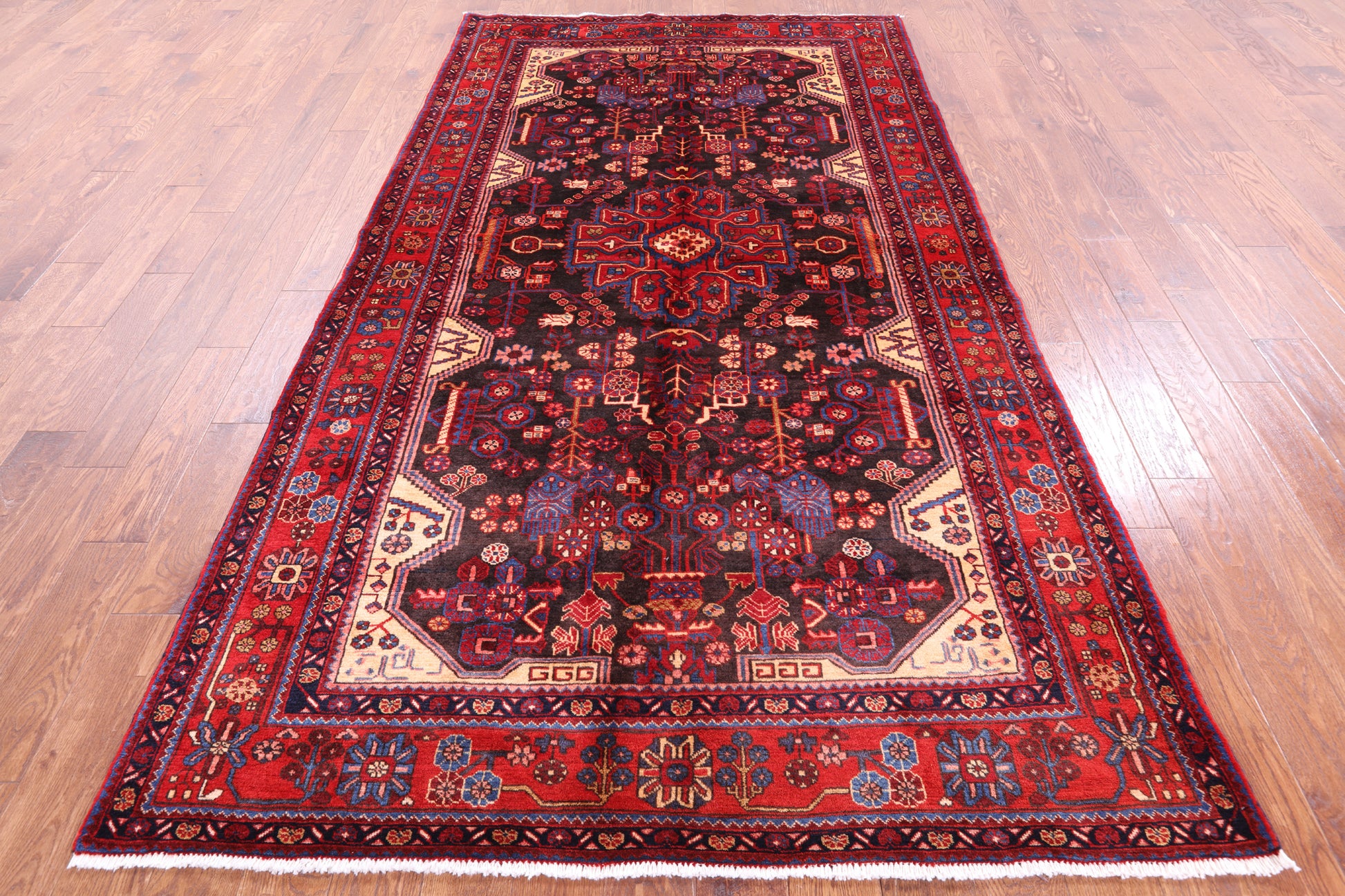 Black New Handmade Persian Nahavand Wool Rug - 5' 6" X 10' 0" - Golden Nile