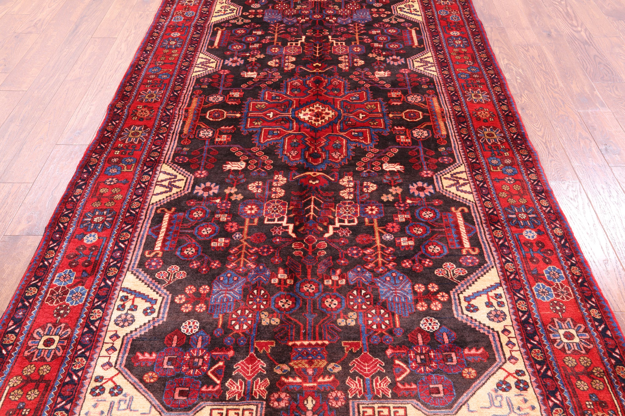 Black New Handmade Persian Nahavand Wool Rug - 5' 6" X 10' 0" - Golden Nile