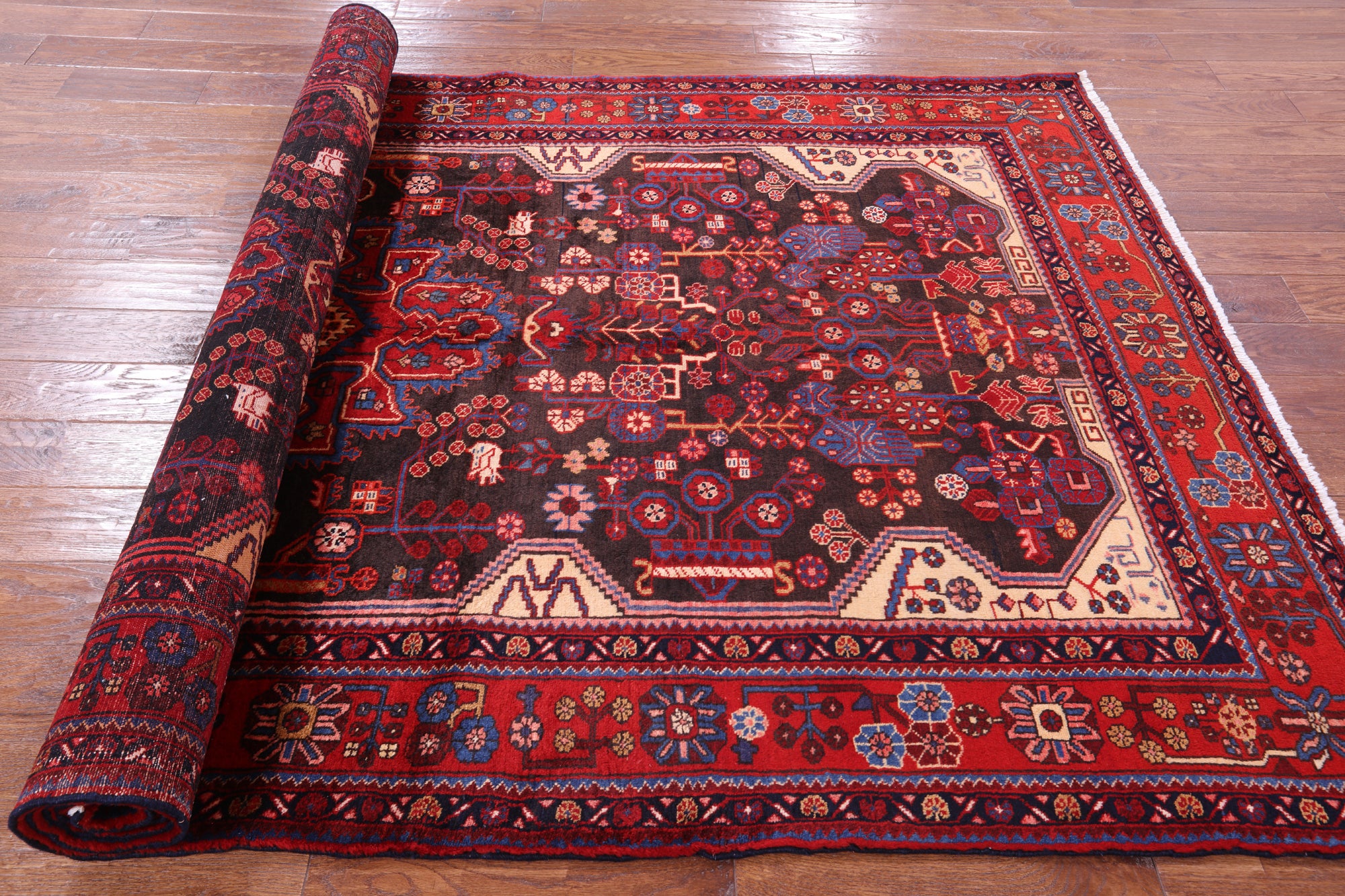 Black New Handmade Persian Nahavand Wool Rug - 5' 6" X 10' 0" - Golden Nile