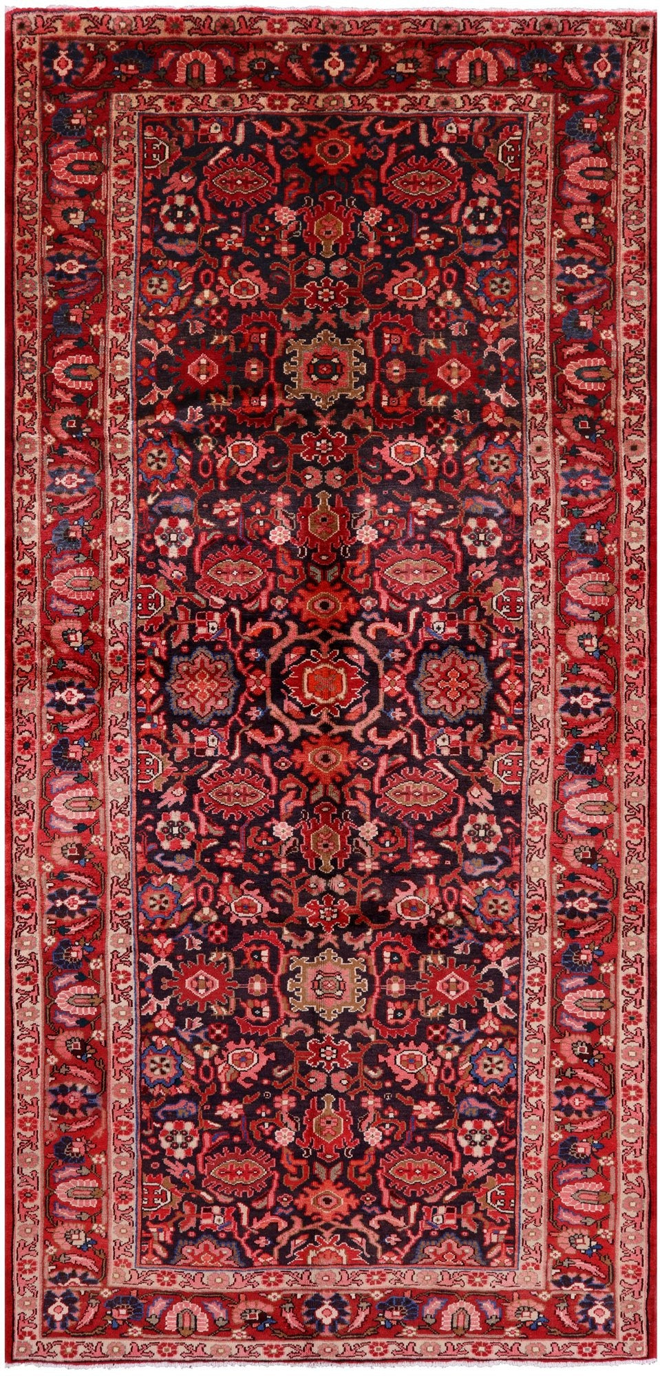 New Persian Mahal Hand Knotted Wool Rug - 5' 3" X 11' - Golden Nile