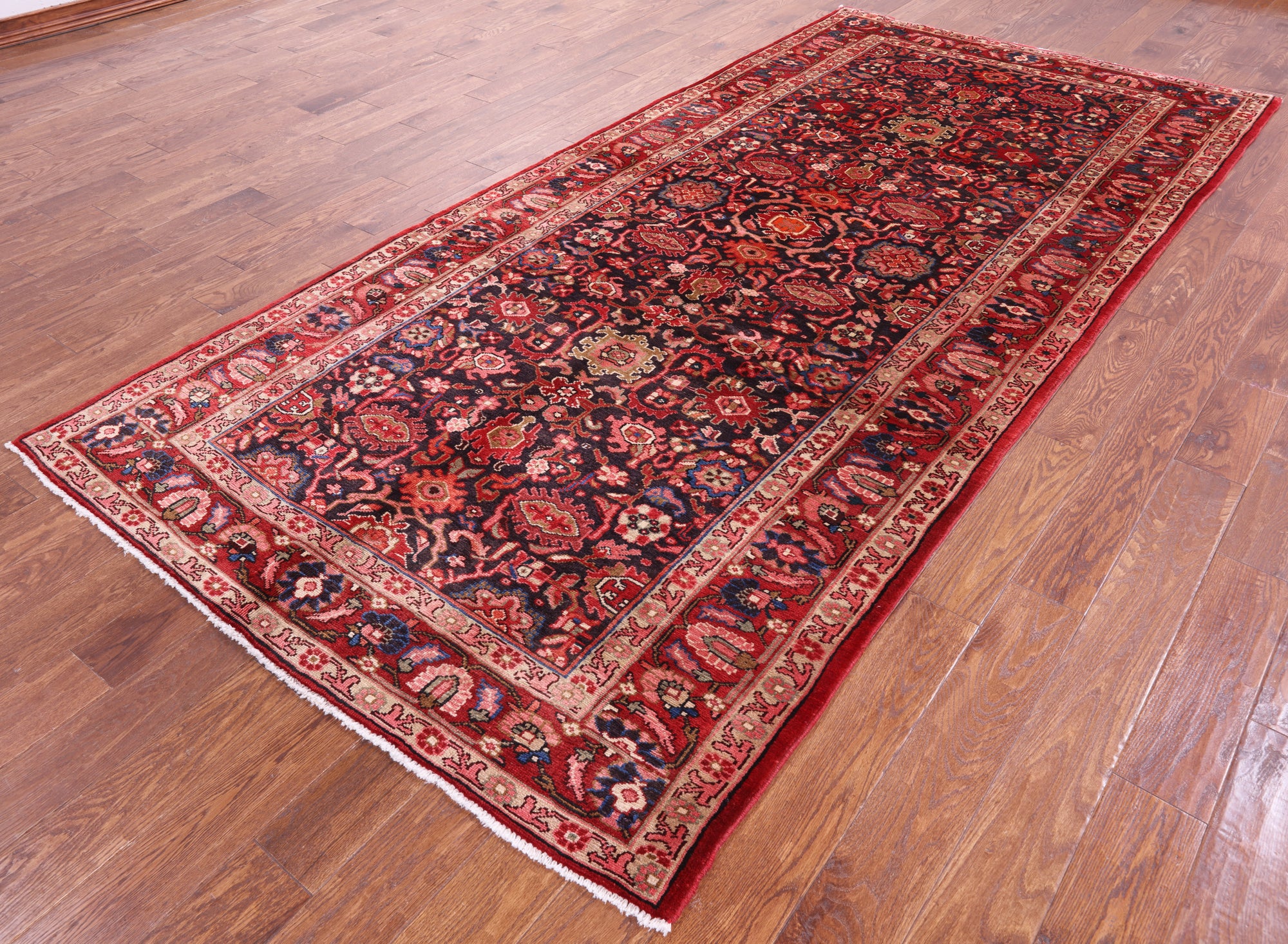 New Persian Mahal Hand Knotted Wool Rug - 5' 3" X 11' - Golden Nile