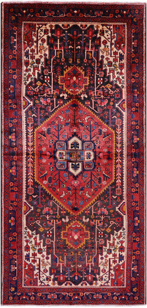 Black New Authentic Persian Nahavand Handmade Rug - 5' 1" X 11' - Golden Nile