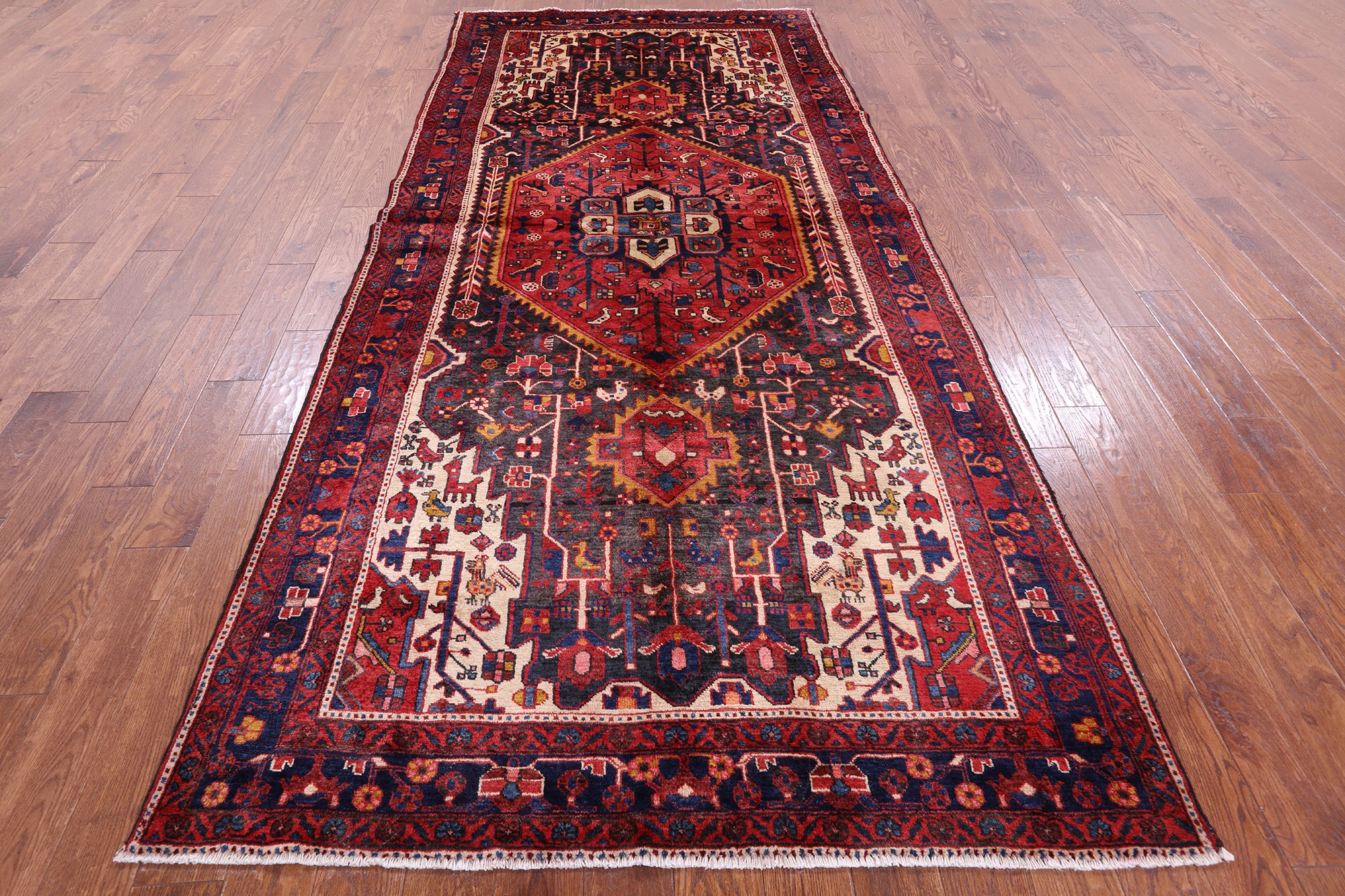 Black New Authentic Persian Nahavand Handmade Rug - 5' 1" X 11' - Golden Nile