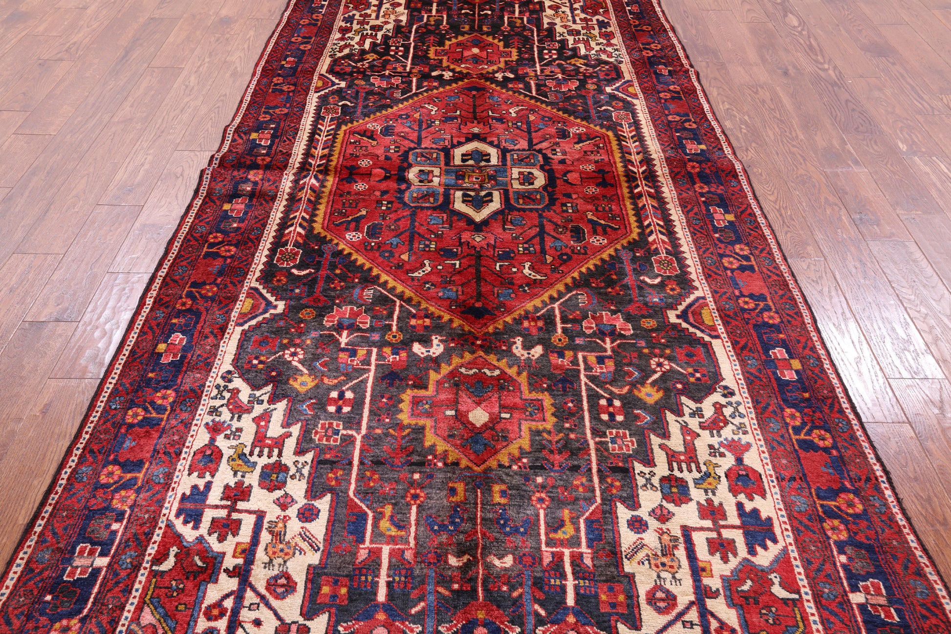 Black New Authentic Persian Nahavand Handmade Rug - 5' 1" X 11' - Golden Nile
