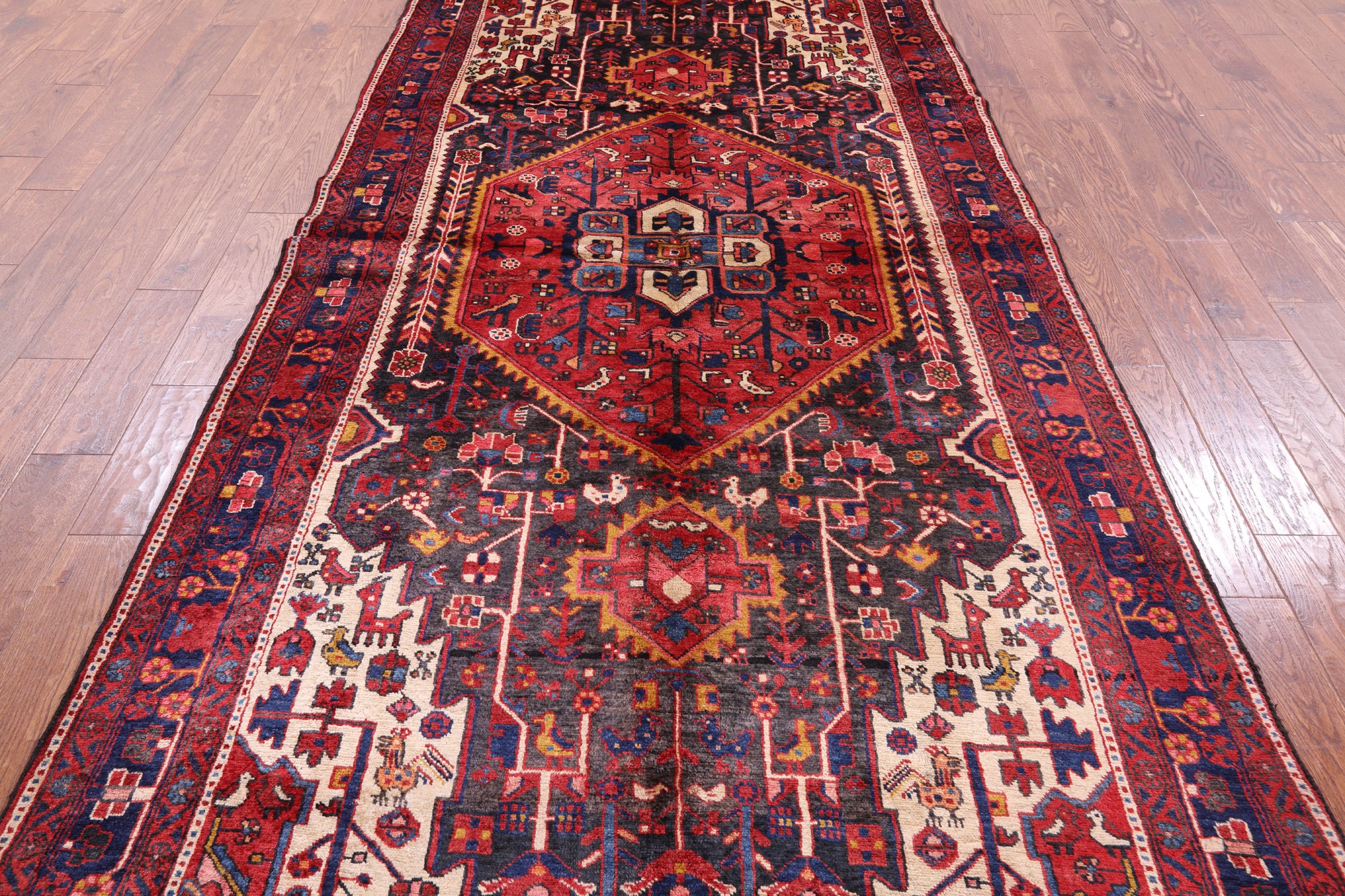 Black New Authentic Persian Nahavand Handmade Rug - 5' 1" X 11' - Golden Nile