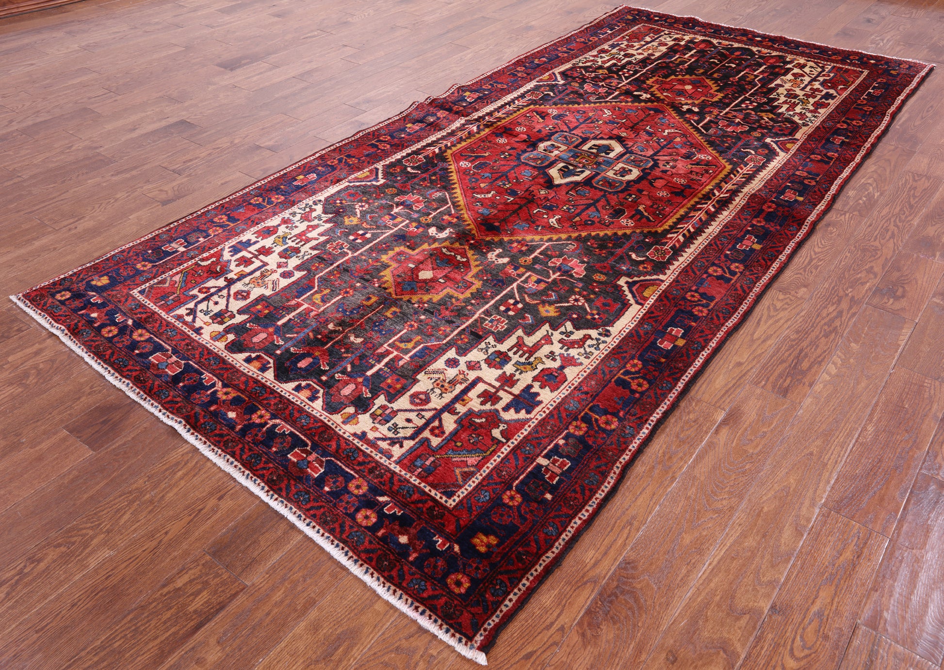 Black New Authentic Persian Nahavand Handmade Rug - 5' 1" X 11' - Golden Nile