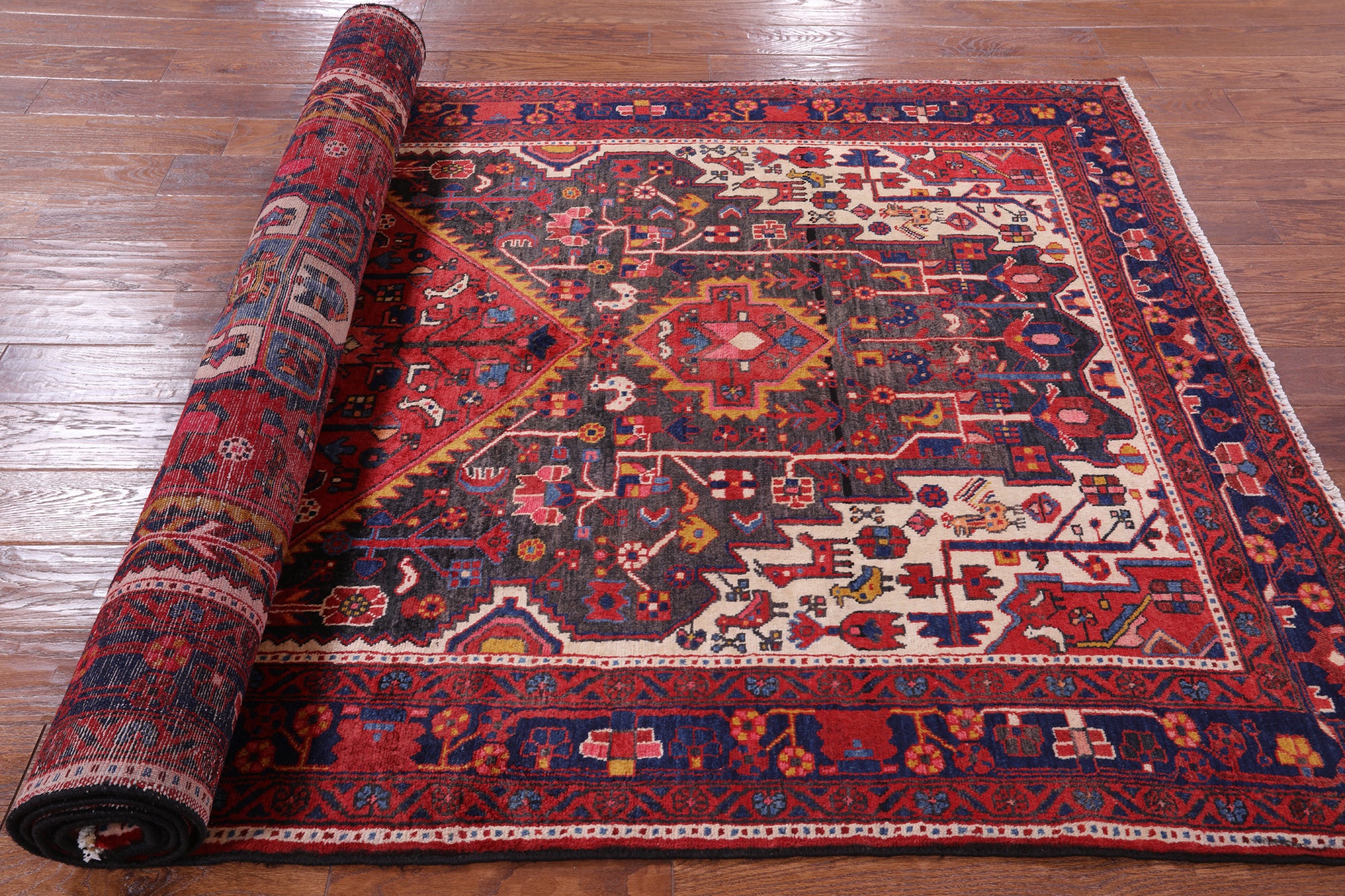 Black New Authentic Persian Nahavand Handmade Rug - 5' 1" X 11' - Golden Nile