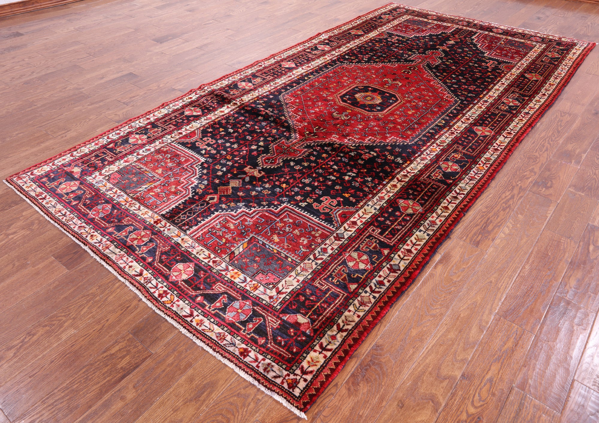 New Authentic Persian Nahavand Hand Knotted Wool Rug - 5' 8" X 11' 7" - Golden Nile