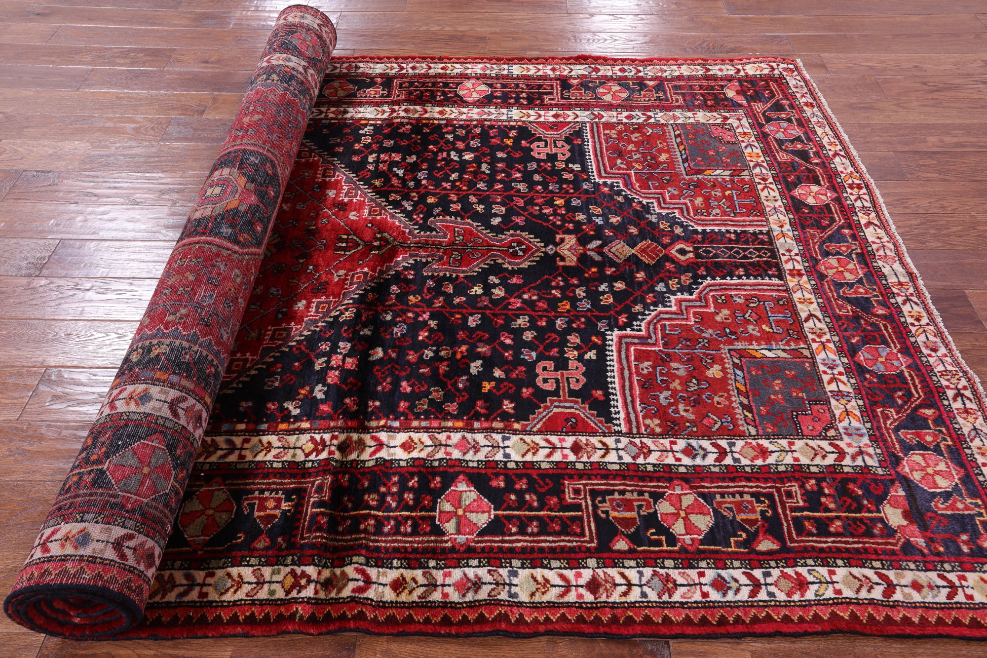 New Authentic Persian Nahavand Hand Knotted Wool Rug - 5' 8" X 11' 7" - Golden Nile