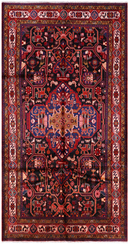 Black New Full Pile Authentic Persian Nahavand Rug - 5' 5