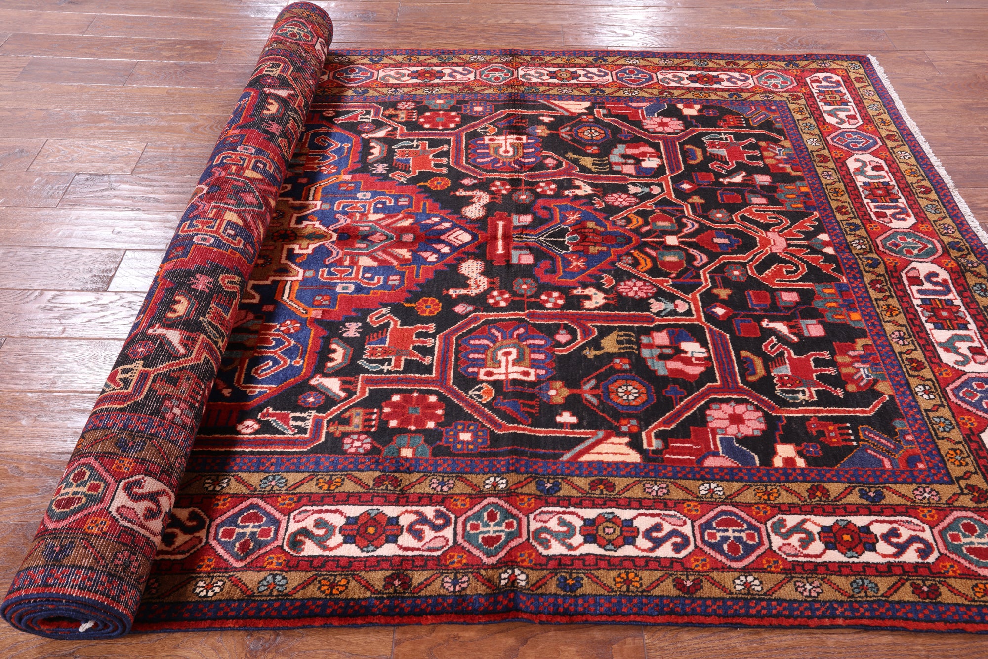 Black New Full Pile Authentic Persian Nahavand Rug - 5' 5" X 10' 5" - Golden Nile