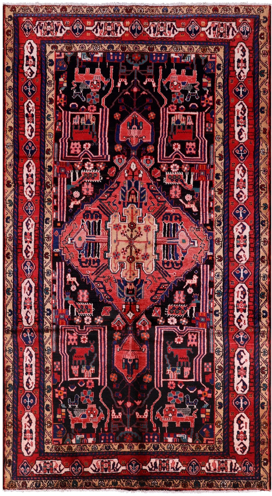 Black New Authentic Persian Nahavand Rug - 5' 2" X 9' 6" - Golden Nile