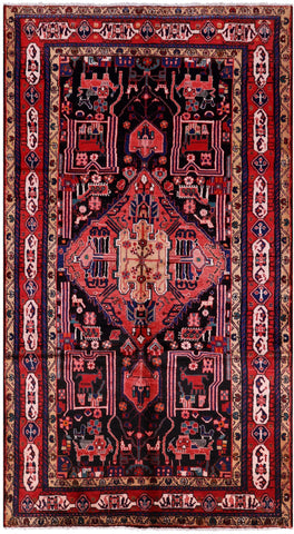 Black New Authentic Persian Nahavand Rug - 5' 2