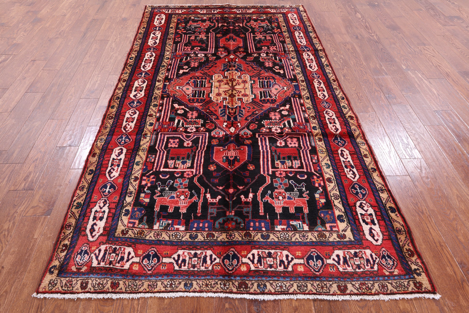 Black New Authentic Persian Nahavand Rug - 5' 2" X 9' 6" - Golden Nile