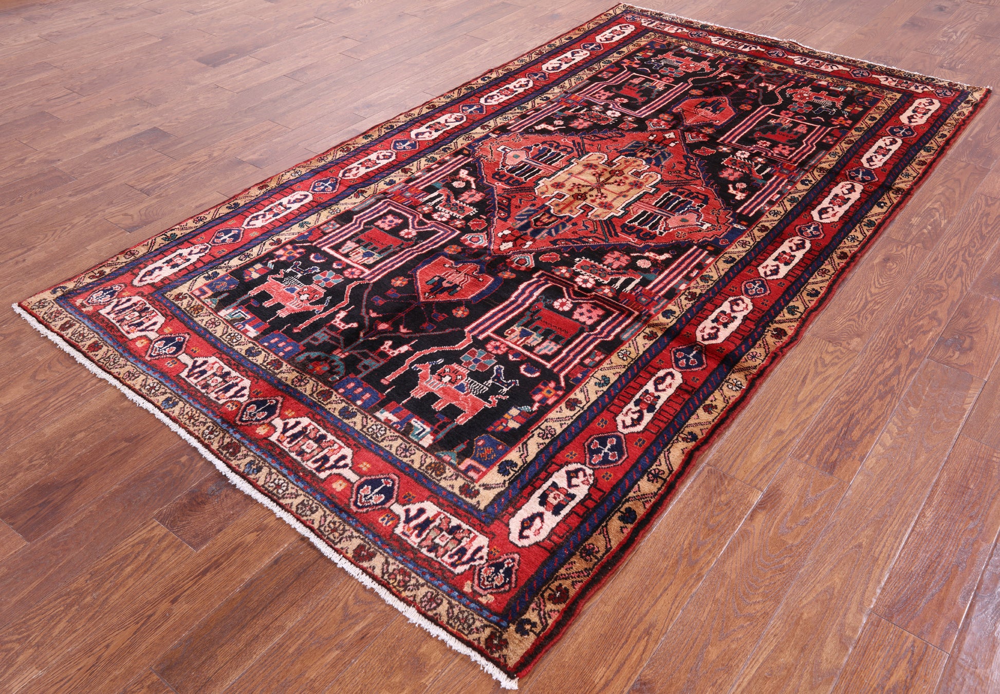 Black New Authentic Persian Nahavand Rug - 5' 2" X 9' 6" - Golden Nile
