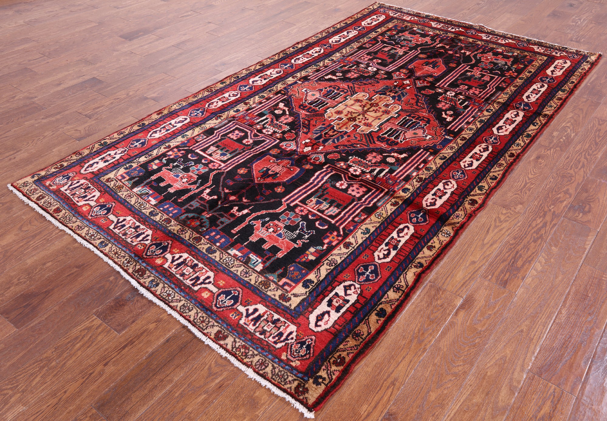 Black New Authentic Persian Nahavand Rug - 5' 2" X 9' 6" - Golden Nile