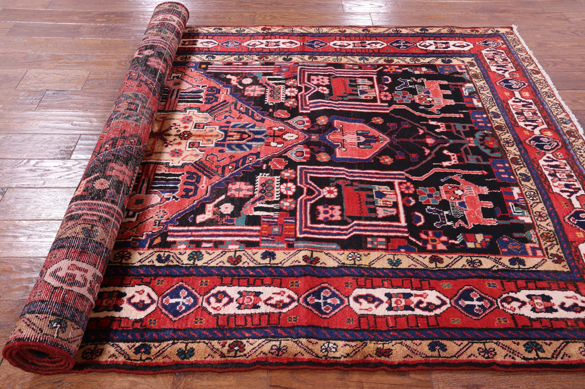 Black New Authentic Persian Nahavand Rug - 5' 2" X 9' 6" - Golden Nile