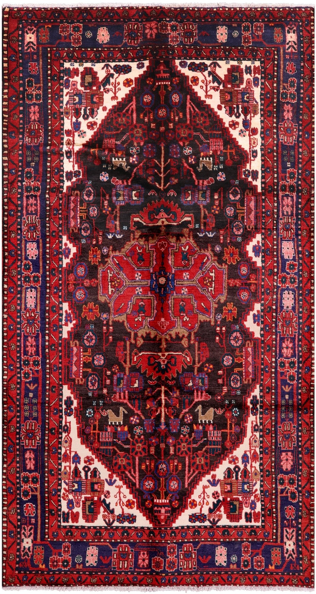 Black New Authentic Persian Nahavand Hand Knotted Rug - 5' 10" X 10' 6" - Golden Nile