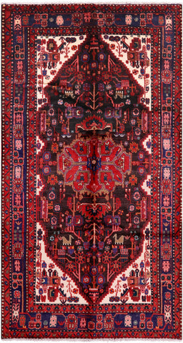 Black New Authentic Persian Nahavand Hand Knotted Rug - 5' 10