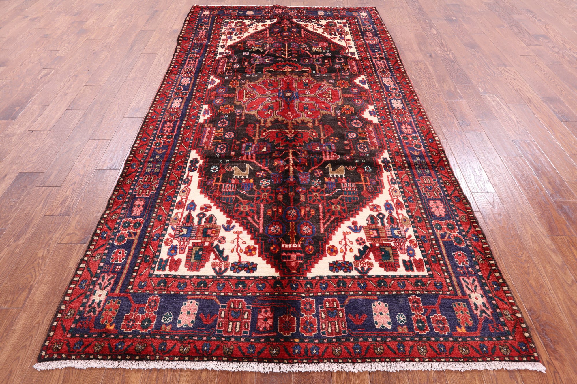 Black New Authentic Persian Nahavand Hand Knotted Rug - 5' 10" X 10' 6" - Golden Nile