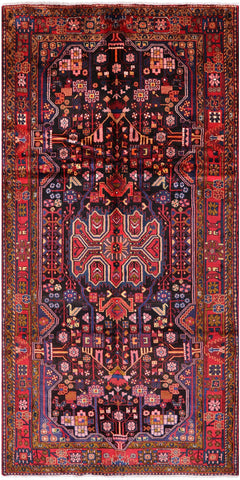 Black New Authentic Persian Nahavand Hand Knotted Rug - 5' 6