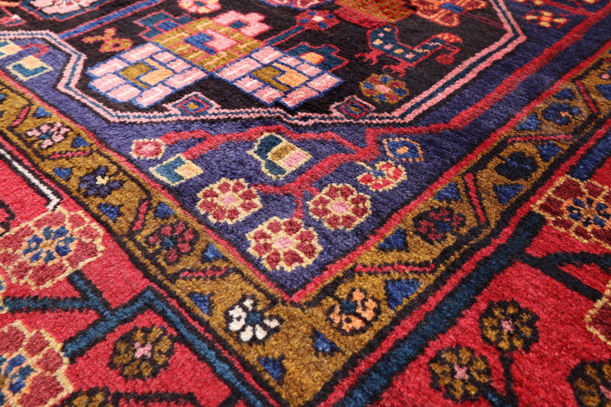 Black New Authentic Persian Nahavand Hand Knotted Rug - 5' 6" X 11' 1" - Golden Nile