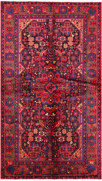 Black New Authentic Persian Nahavand Hand Knotted Rug - 5' 5" X 9' 3" - Golden Nile