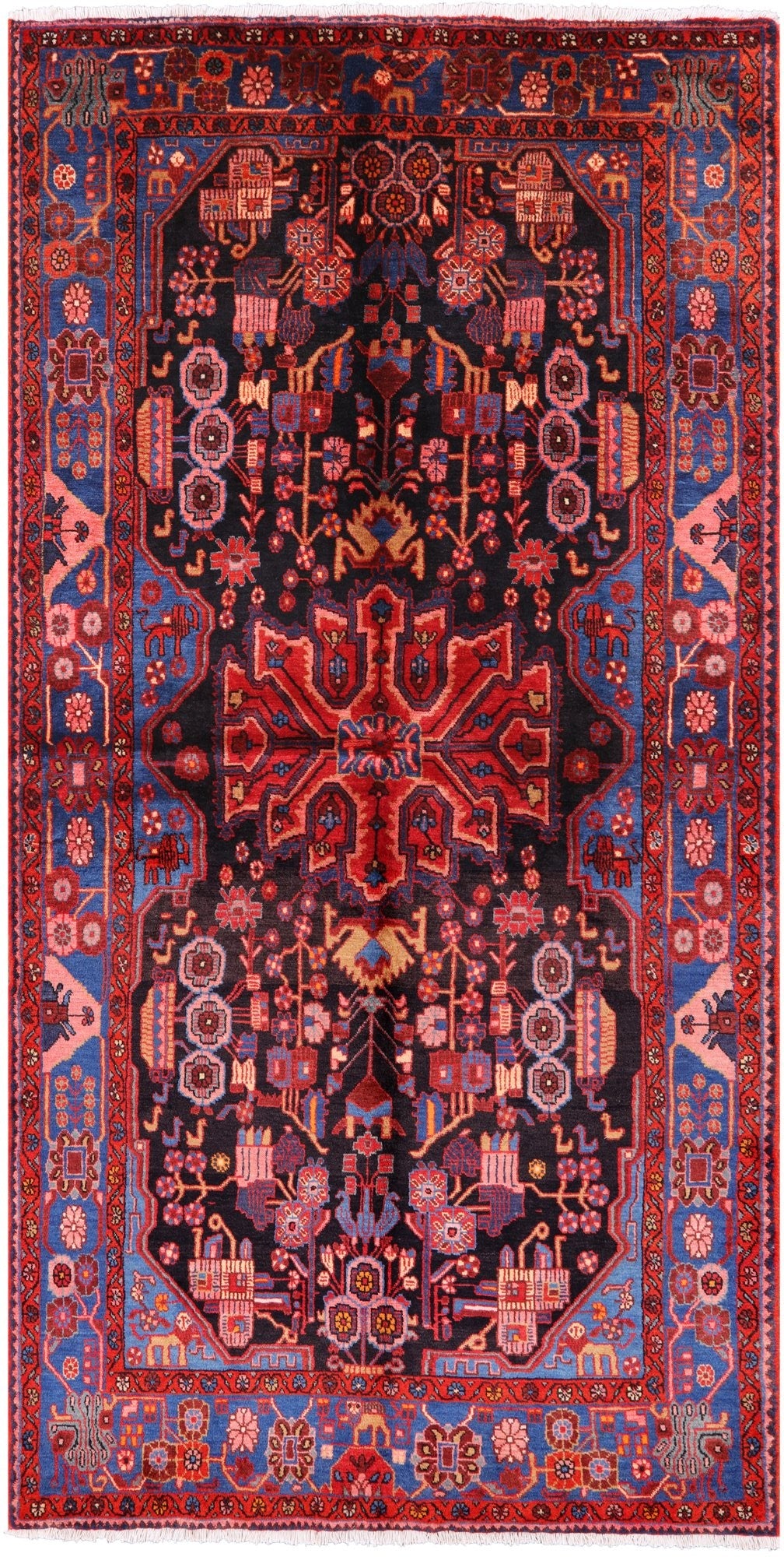 Black New Persian Authentic Nahavand Rug - 5' 1" X 9' 10" - Golden Nile