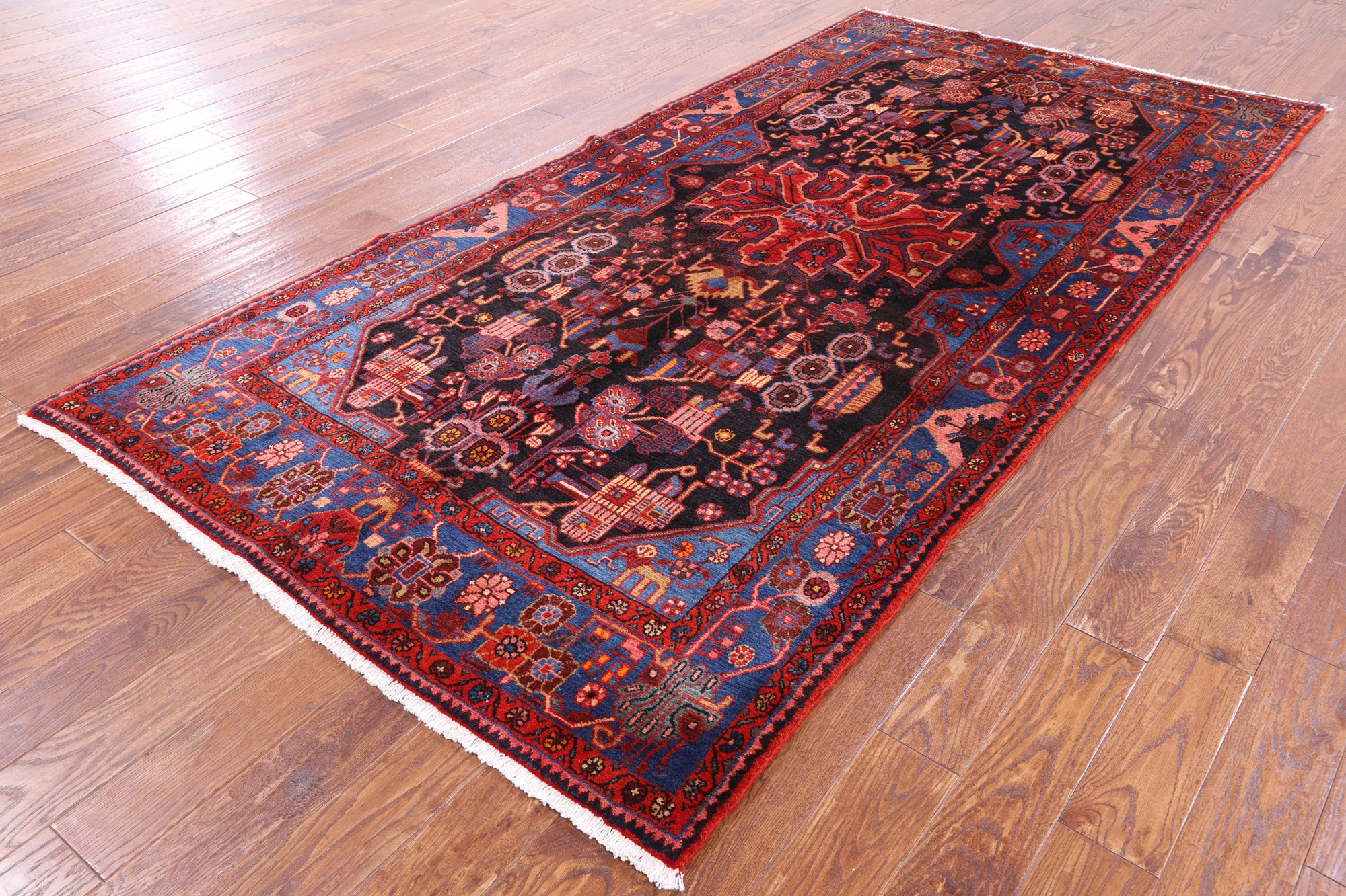 Black New Persian Authentic Nahavand Rug - 5' 1" X 9' 10" - Golden Nile