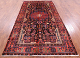 Black Persian Nahavand Hand Knotted Rug - 5' 4" X 9' 11" - Golden Nile