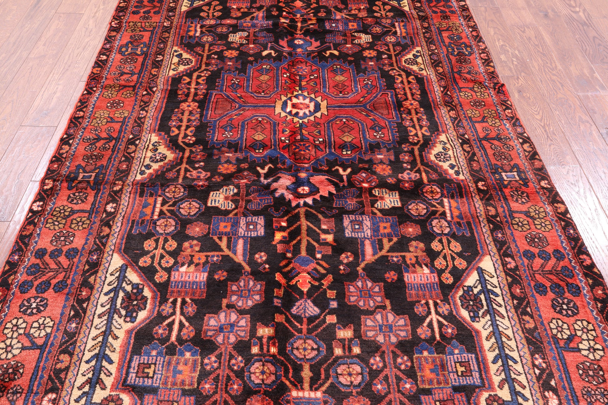Black Persian Nahavand Hand Knotted Rug - 5' 4" X 9' 11" - Golden Nile